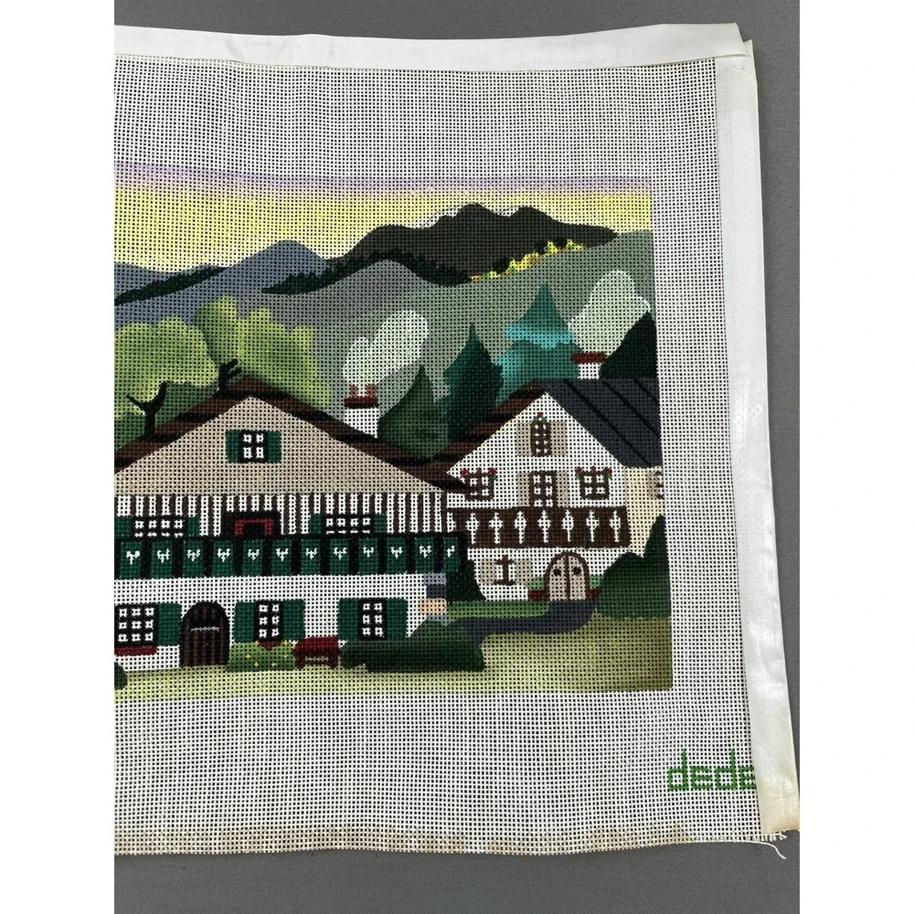 Dede Handpainted Needlepoint Canvas  Countryside Village England Landscape